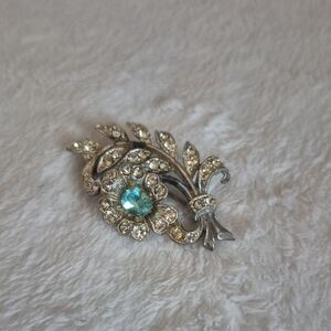 Elegant Silver and Blue Brooch